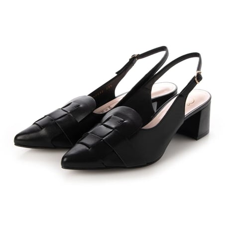 ポインテッドメッシュバックバンドパンプス/Pointed mesh back band pump L0242 (BLACK）