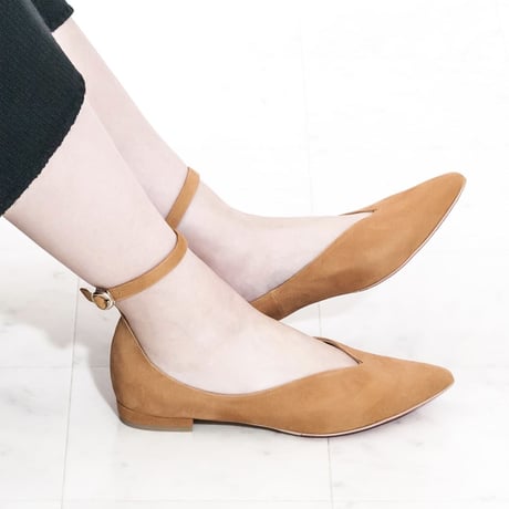 ネックストラップフラットパンプス/ Neck strap flat pumps L0204（CAMEL/S）