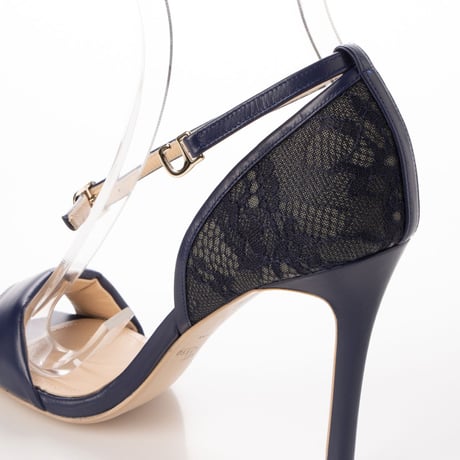 レースコンビネーションネックストラップサンダル/Lace combination neck strap sandals L0160 (NAVY）