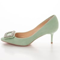 ビジューバックルヒールパンプス / Bijou buckle heel pumps L0221（L.GREEN/S）