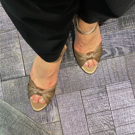 ノットデザインヒールトラップサンダル / Knot design heel trap sandals L0177（BRONZE）