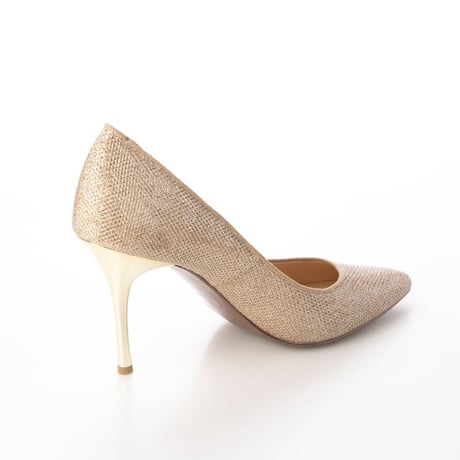 グリッターメッシュメタルヒールパンプス 9cm/Glitter mesh metal heel pumps L0235 (GOLD）