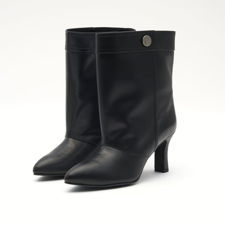 メタルボタンモチーフ付ルーズショートブーツ/metal botton motif Loose Short Boots L0287（BLACK）