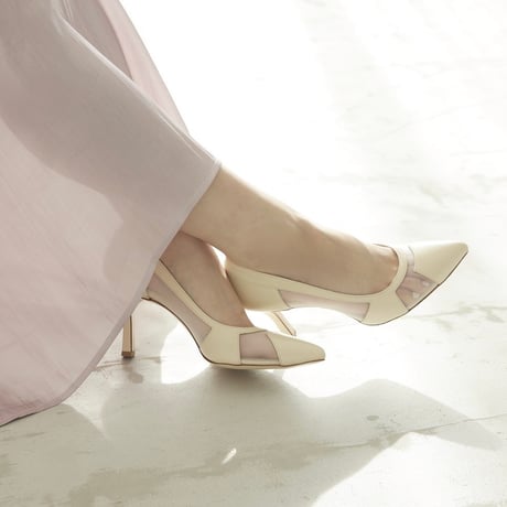チュールポインテットパンプス/Tulle pointe pumps L0249 (IVORY）