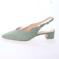 スカラップカットローヒールパンプス / Scallop cut low heel pumps L0208 （L.GREEN）