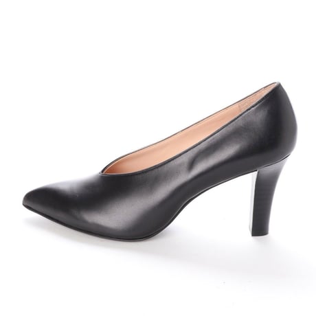 ポインテッドVカットヒールパンプス/ Pointed v-cut heel pumps L0193 (BLACK）