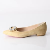ビジューバックルフラットシューズ / Bijou buckle flat shoes L0223（BEIGE/S）