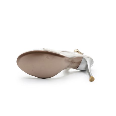 クリアバイアスデザインヒールサンダル/Clear bias design heel sandals L0220 (SILVER）