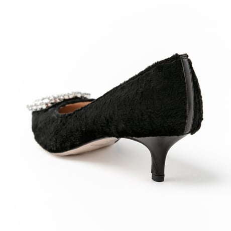 ビジューバックルポインテッドパンプス / Bijou buckle pointed pumps L0268 (BLACK/V)