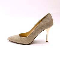 グリッターメッシュメタルヒールパンプス 9cm/Glitter mesh metal heel pumps L0235 (P.GOLD)