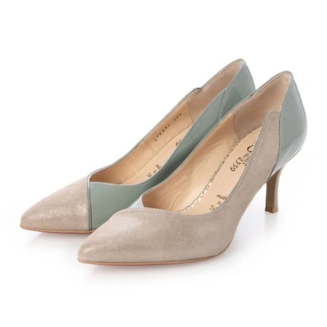 コンビネーションエナメルポインテットトゥパンプス/Combination enamel pointed toe pumps  L0241 （TOPE）