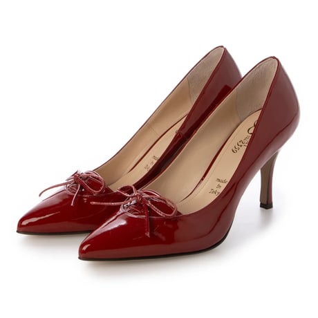 ポインテットトゥリボンエナメルパンプス/Pointed toe ribbon enamel pumps L0260 (RED)