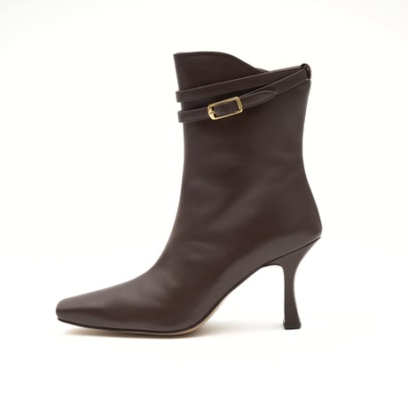 ダブルベルトスリムスクエアショートブーツ/Double Belt Slim Square Short Boots L0284（D.BROWN）