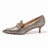 グリッタービジューヒールローファー/Glitter bijou heel loafer L0265 (BEIGE/G)