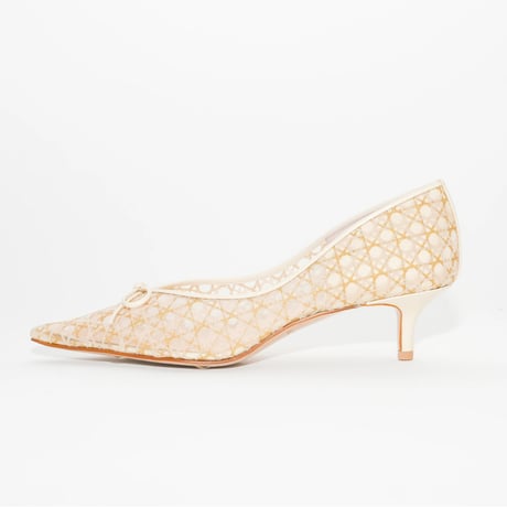 ポインテッドリボンチュールパンプス/ Pointed ribbon tulle pumps L0273 (IVORY/C)