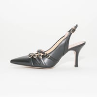 フォーストラップハイヒールバックスリング/ Four straps high heel slingback L0277 (BLACK)
