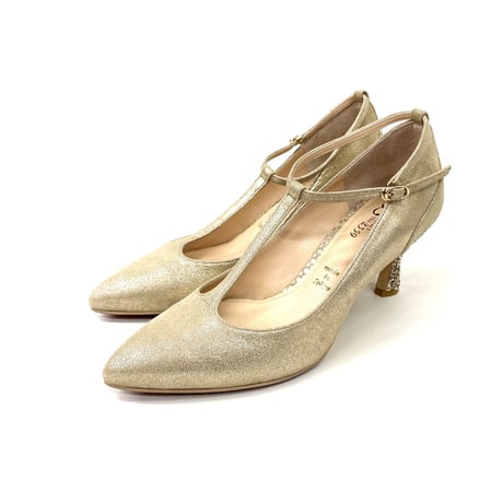 Tストラップ  ポインテット  グリッターヒール  パンプス/T-Strap Pointed Toe Glitter Heel Pumps L0111A  (LGO)