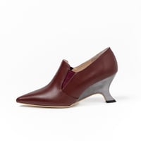 メタリックウェッジヒールブーティ/Metallic wedge heel booties L0270 (RED BROWN)