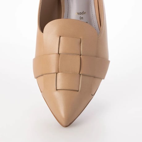 ポインテッドメッシュバックバンドパンプス/Pointed mesh back band pump L0242 (BEIGE）