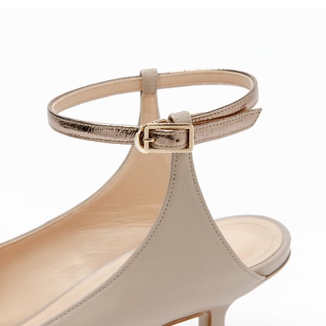 スクエアトゥネックベルトパンプス/Square Toe Neck Belt Pumps L0290 (PINK BEIGE)