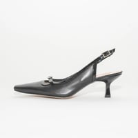 細スクエアラインストーン美錠付バックスリング/ Thin square rhinestone buckle sling back L0278 (BLACK)