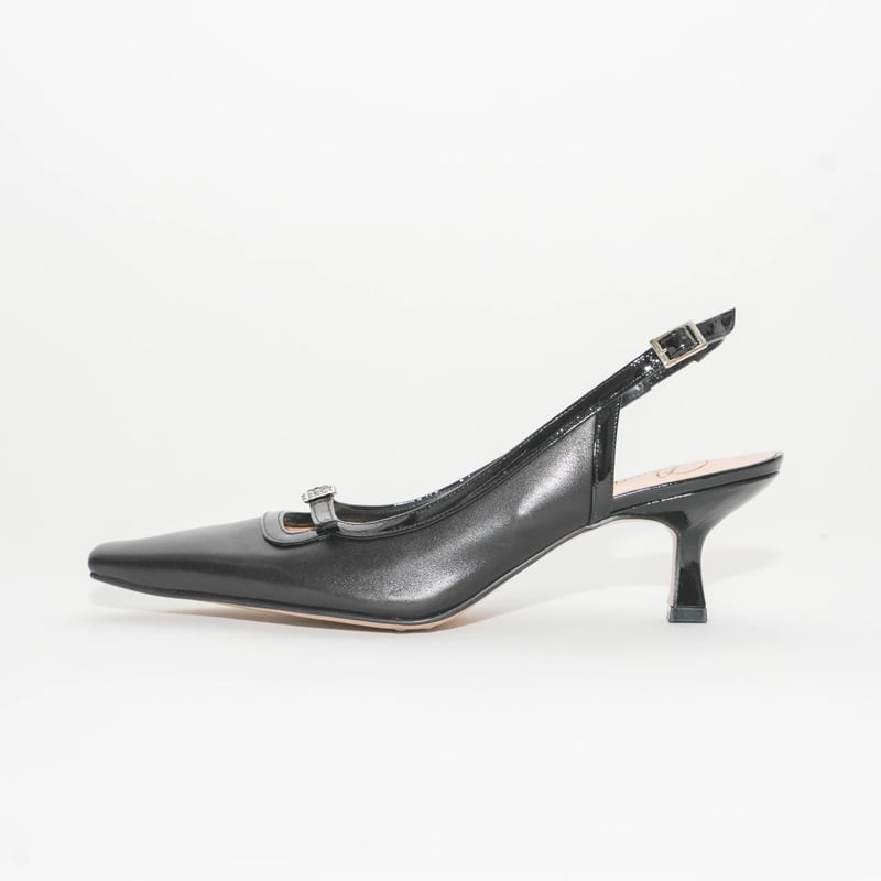 細スクエアラインストーン美錠付バックスリング/ Thin square