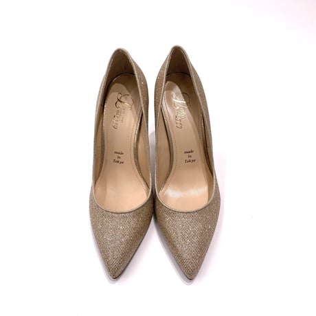 グリッターメッシュメタルヒールパンプス 9cm/Glitter mesh metal heel pumps L0235 (P.GOLD)
