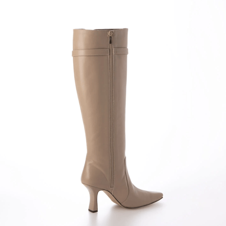 スクエアトゥバックルベルト付きロングブーツ/Square toe buckle belt long boots L0247（ASH PINK）