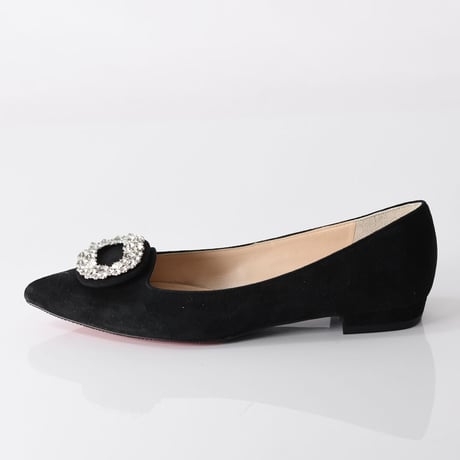 ビジューバックルフラットシューズ / Bijou buckle flat shoes L0223（BLACK/S）