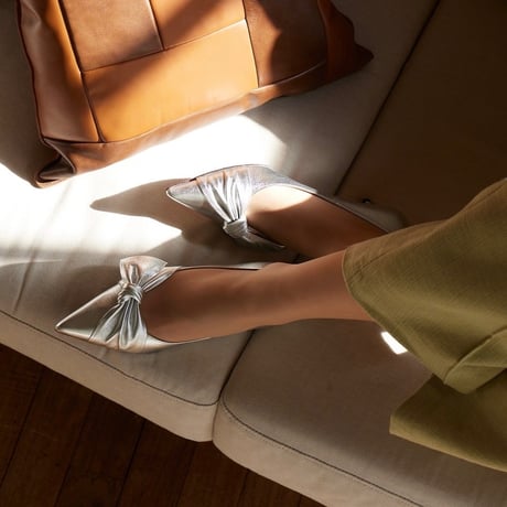 サイドリボンポインテッドパンプス/Side ribbon pointed pumps L0263 (SILVER)