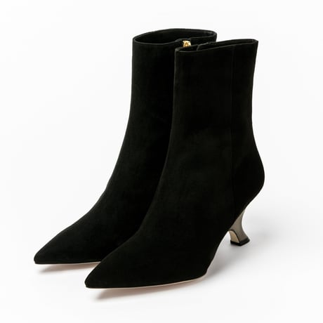 メタリックウェッジヒールショートブーツ/Metallic wedge heel short boots L0271 (BLACK/S)
