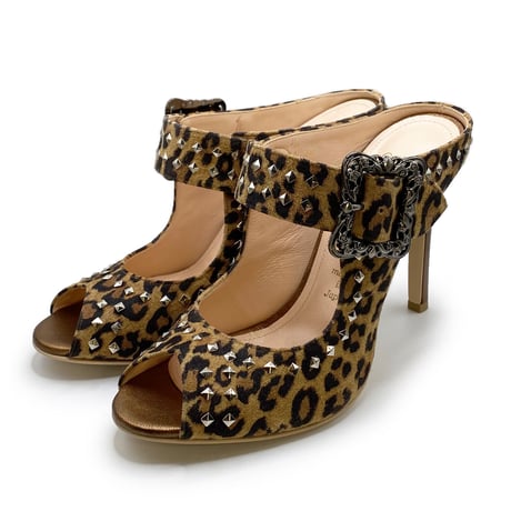 オープントゥスタッズドミュール  / Open toe studded mules L0180 (LEOPARD）