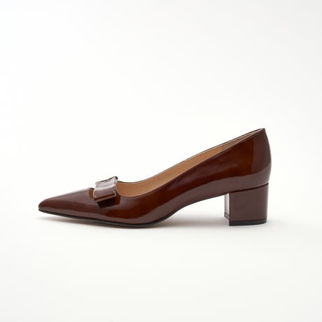 ポインテッドデザインチャンキーパンプス/ Pointed design chunky heel pumps L0280 (DARK BRWON)