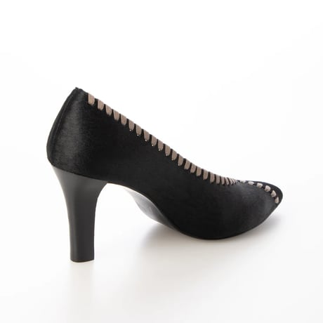 ポニーレザーデザインポインテットトゥパンプス/Pony leather design pointed toe pumps L0259 (BLACK)