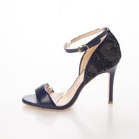 レースコンビネーションネックストラップサンダル/Lace combination neck strap sandals L0160 (NAVY）