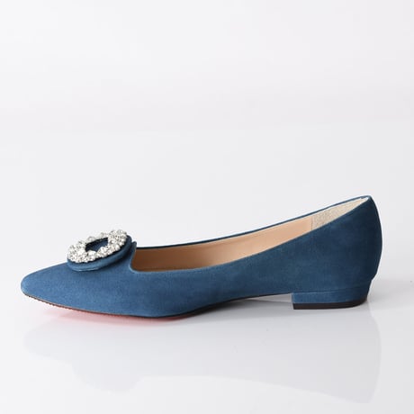 ビジューバックルフラットシューズ / Bijou buckle flat shoes L0223（BLUE/S）