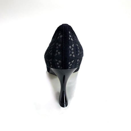 チュールオープントゥウェッジパンプス / Tule open toe wedge pumps L0267 (BLACK)