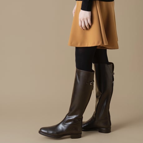 ワンストラップバックジップジョッキーブーツ/One strap back zip jockey boots L0233（D.BROWN）