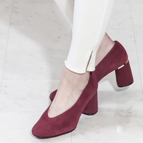 スクエアチャンキーヒールパンプス/ Square chunky heel pumps L0202（WINE）