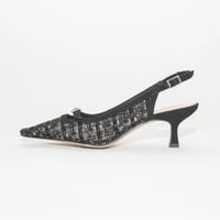 細スクエアラインストーン美錠付バックスリング/ Thin square rhinestone buckle sling back L0278A (BLACK/C)
