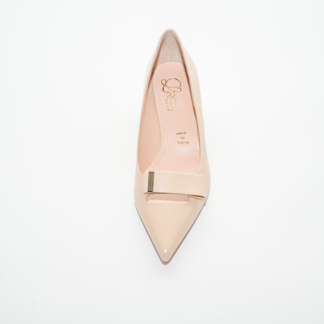 ポインテッドデザインチャンキーパンプス/ Pointed design chunky heel pumps L0280 (BEIGE)