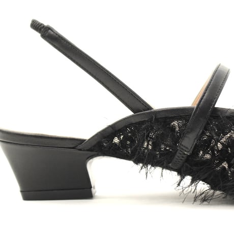 チュールスリングバッグパンプス / tulle slingback pumps L0296 BLACK/F