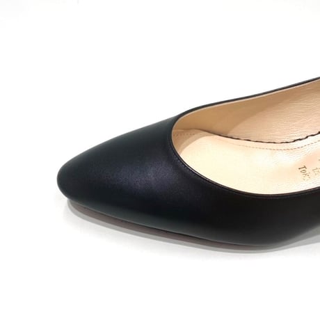 アーモンドトゥローヒールパンプス/Almond toe low heel pumps L0266 (BLACK)