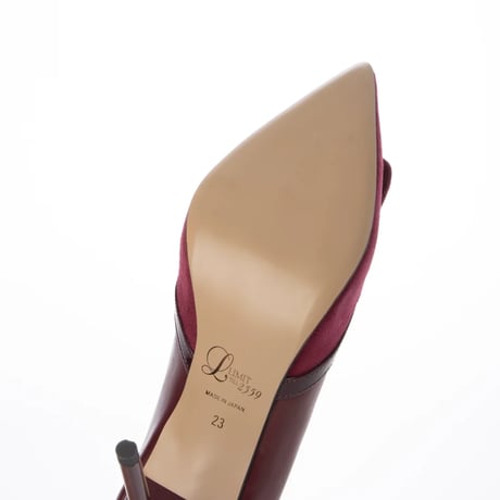 革巻プレートポインテットトゥデザインピンヒールパンプス/Leather plate pointed toe stiletto heel pumps L0258 (WINE)