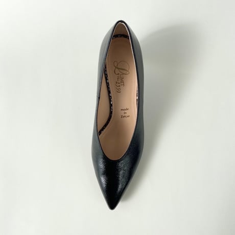 ポインテットトゥ グリッターヒール エナメルパンプス / Pointed-toe glitter heel enamel pumps L0244 (BLACK/E）