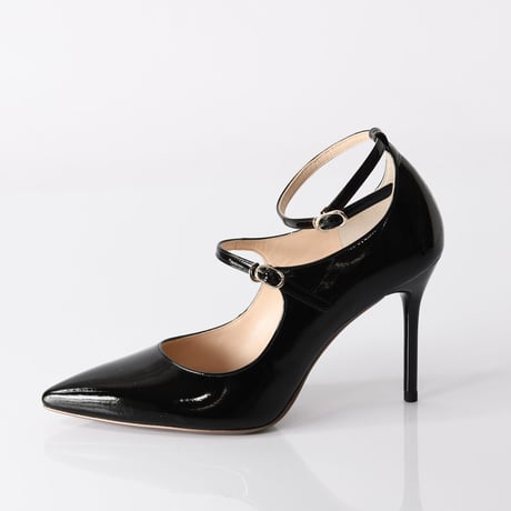 ポインテッドトゥストラップヒールパンプス / Pointed toe strap heel pumps L0211(BLACK）