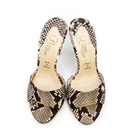 スパイクヒールミュールサンダル/Spike heel mule sandals L0217 (PYTHON）