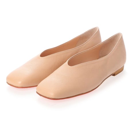 スクエアVカットフラットシューズ / Square v-cut flat shoes L0205（BEIGE）