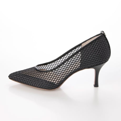 メッシュチュールポインテッドパンプス/Mesh tulle pointed pumps L0239（BLACK）