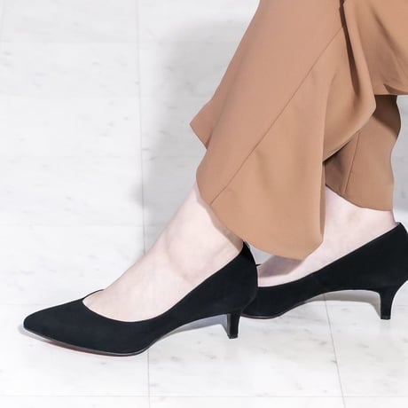 バイアスカットヒールパンプス / Bias cut heel pumps L0203 (BLACK/S）